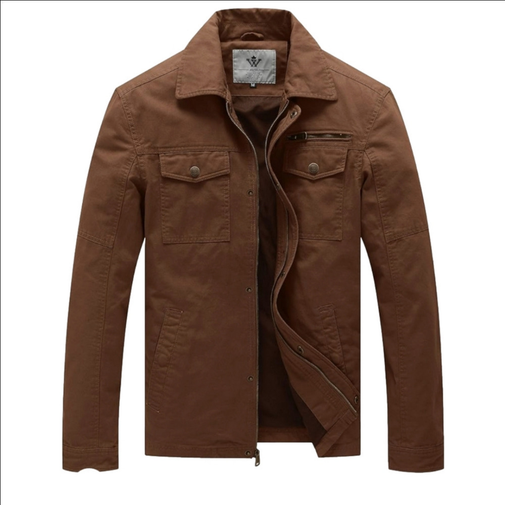 Wenven Men's Casual Cotton Military Jacket Size XL